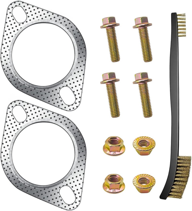 Strongthium 2Pcs 2.5" Exhaust Gasket 2 Bolt for 2.5 Inch Muffler Flange Manifold 120-06310-0002 High Temperature w/ 4Pcs Exhaust Bolts Repair kit for Cars Trucks - Image 1